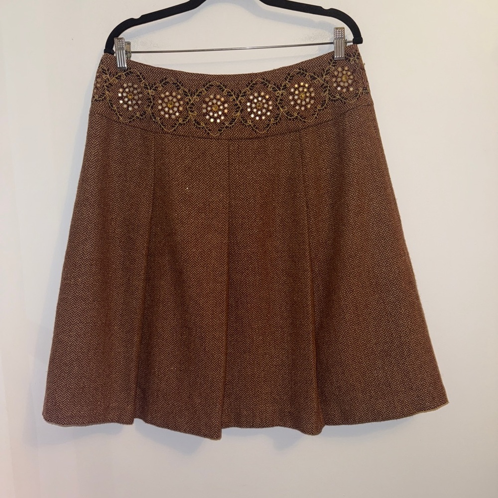 Ann Taylor LOFT Embroidered Tweed A-Line Skirt | Size 12 | Academia 🍂 - Picture 7 of 10